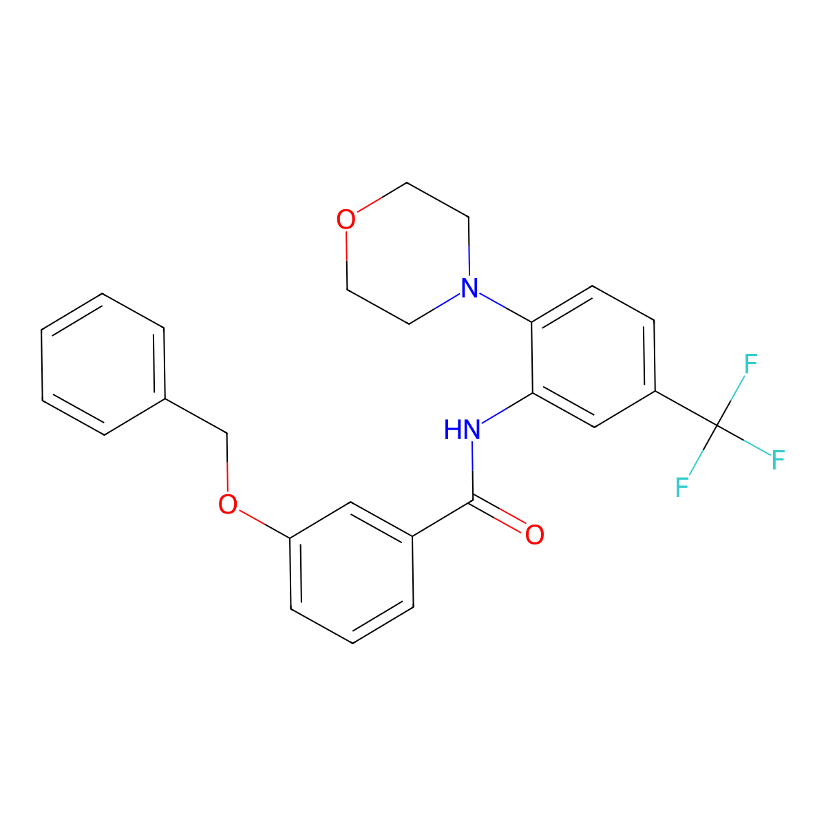 N-[2-morpholin-4-yl-5-(trifluoromethyl)phenyl]-3-phenylmethoxybenzamide molecular structure, CAS 638155-85-8