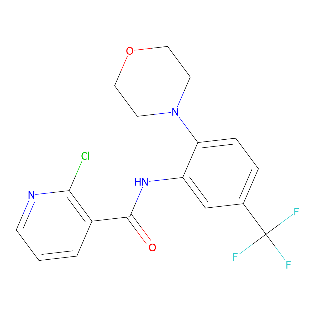 2-chloro-N-[2-morpholin-4-yl-5-(trifluoromethyl)phenyl]pyridine-3-carboxamide molecular structure, CAS 638155-88-1