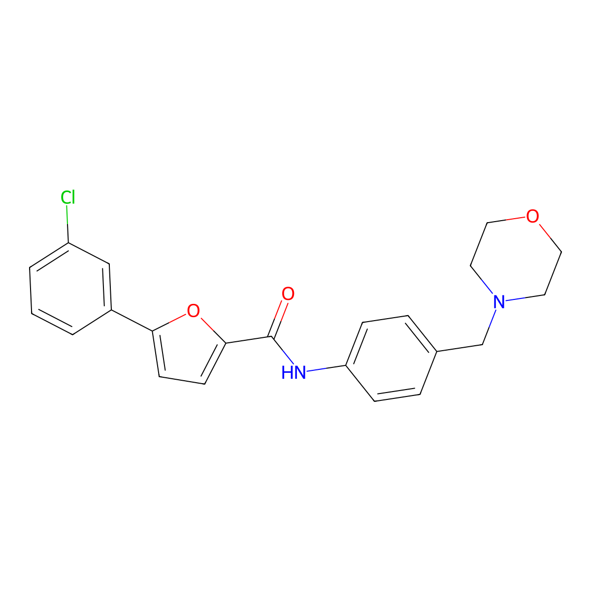 5-(3-chlorophenyl)-N-(4-(morpholinomethyl)phenyl)furan-2-carboxamide molecular structure, CAS 638156-11-3