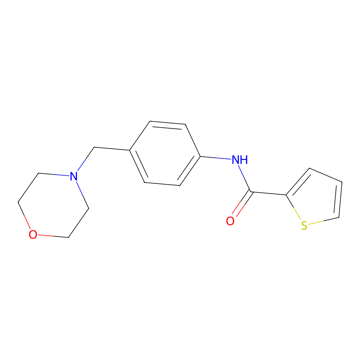 N-[4-(morpholin-4-ylmethyl)phenyl]thiophene-2-carboxamide molecular structure, CAS 638156-21-5