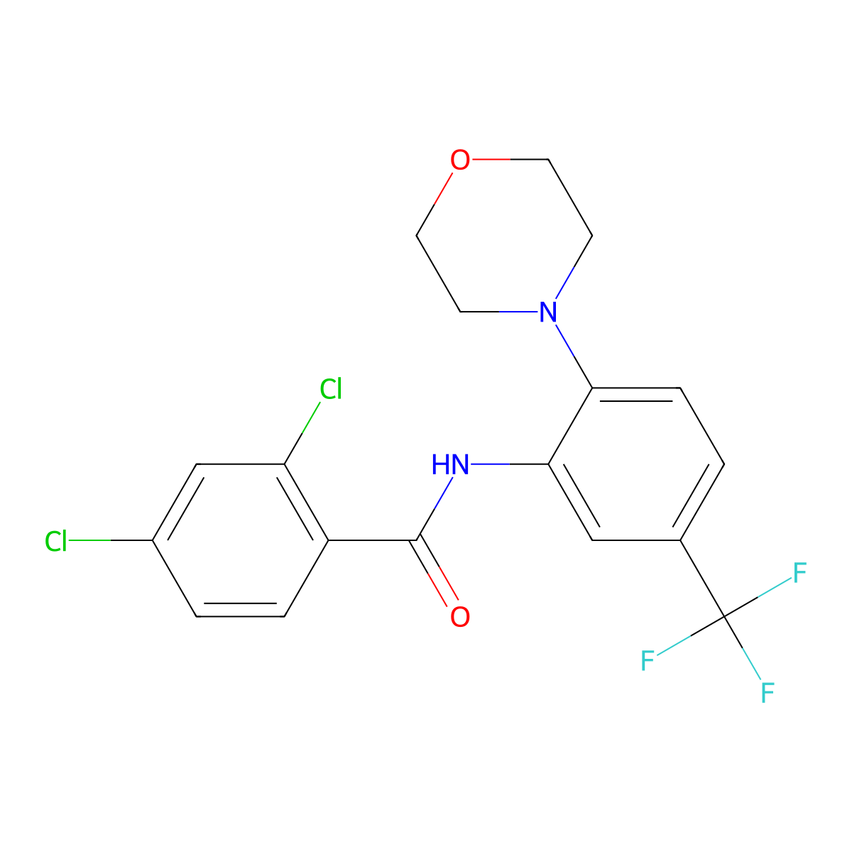 2,4-dichloro-N-[2-morpholin-4-yl-5-(trifluoromethyl)phenyl]benzamide molecular structure, CAS 638156-73-7