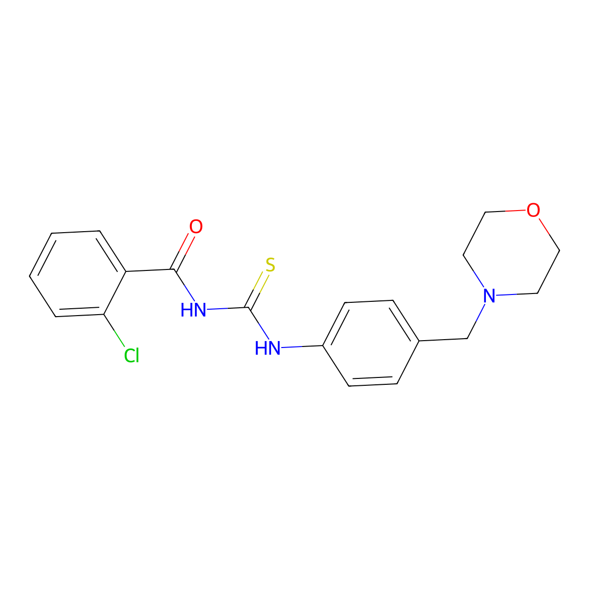2-chloro-N-{[4-(morpholin-4-ylmethyl)phenyl]carbamothioyl}benzamide molecular structure, CAS 638157-43-4