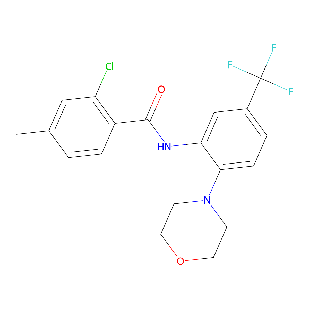 2-chloro-4-methyl-N-[2-morpholin-4-yl-5-(trifluoromethyl)phenyl]benzamide molecular structure, CAS 638158-29-9