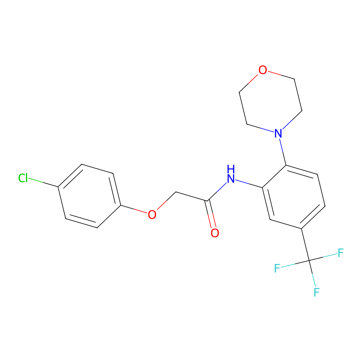 2-(4-chlorophenoxy)-N-[2-morpholin-4-yl-5-(trifluoromethyl)phenyl]acetamide molecular structure, CAS 638158-65-3