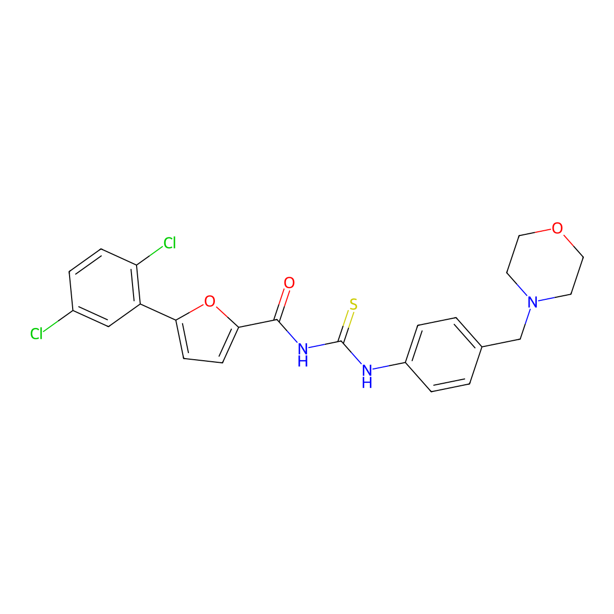 5-(2,5-dichlorophenyl)-N-[[4-(morpholin-4-ylmethyl)phenyl]carbamothioyl]furan-2-carboxamide molecular structure, CAS 638158-72-2