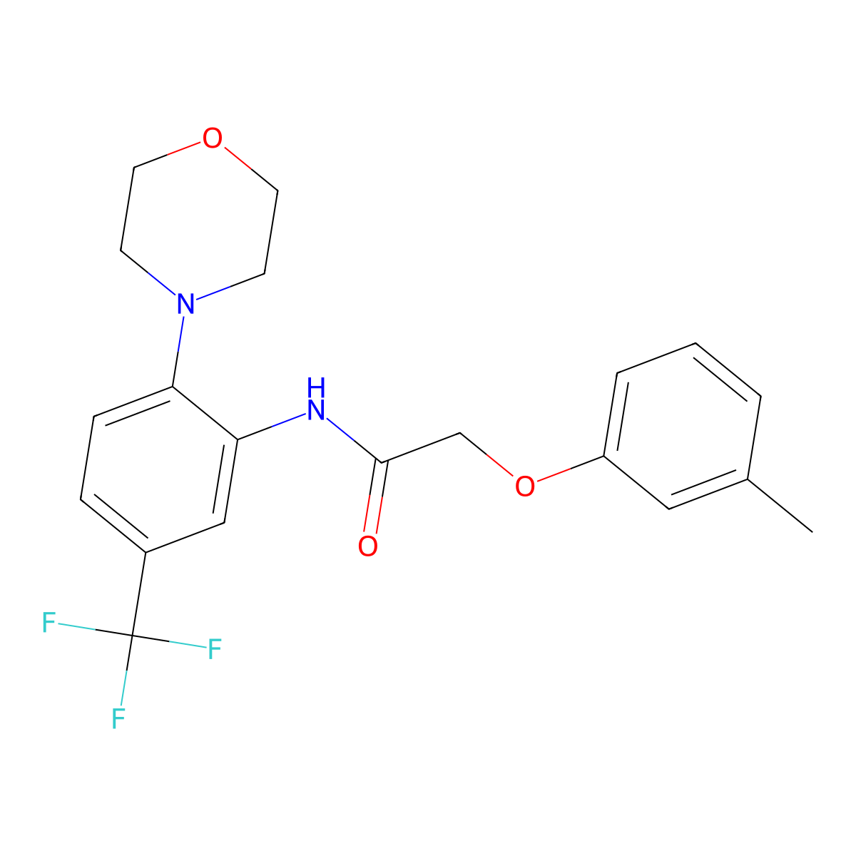 2-(3-methylphenoxy)-N-[2-morpholin-4-yl-5-(trifluoromethyl)phenyl]acetamide molecular structure, CAS 638158-73-3