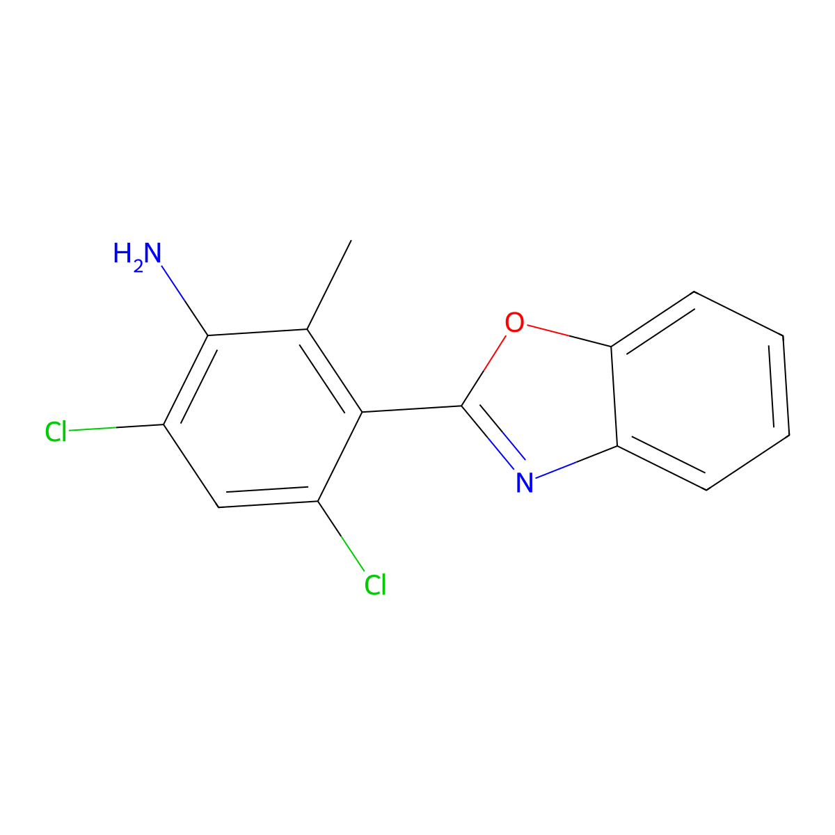 3-(1,3-Benzoxazol-2-yl)-4,6-dichloro-2-methylaniline molecular structure, CAS 638159-01-0
