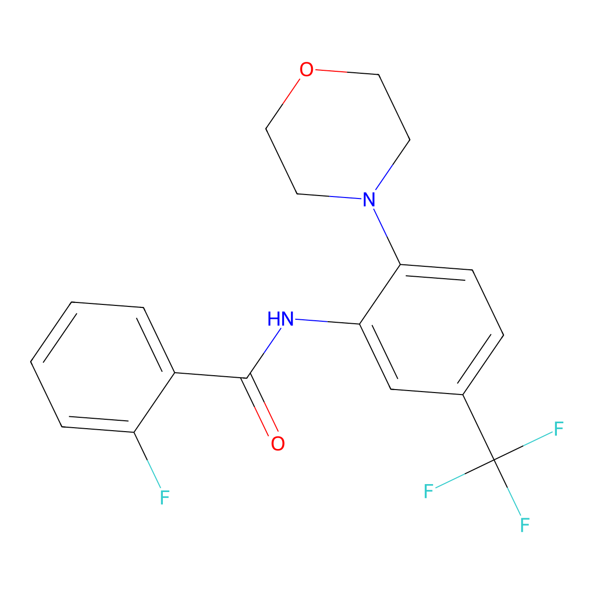 2-fluoro-N-[2-morpholin-4-yl-5-(trifluoromethyl)phenyl]benzamide molecular structure, CAS 638159-14-5