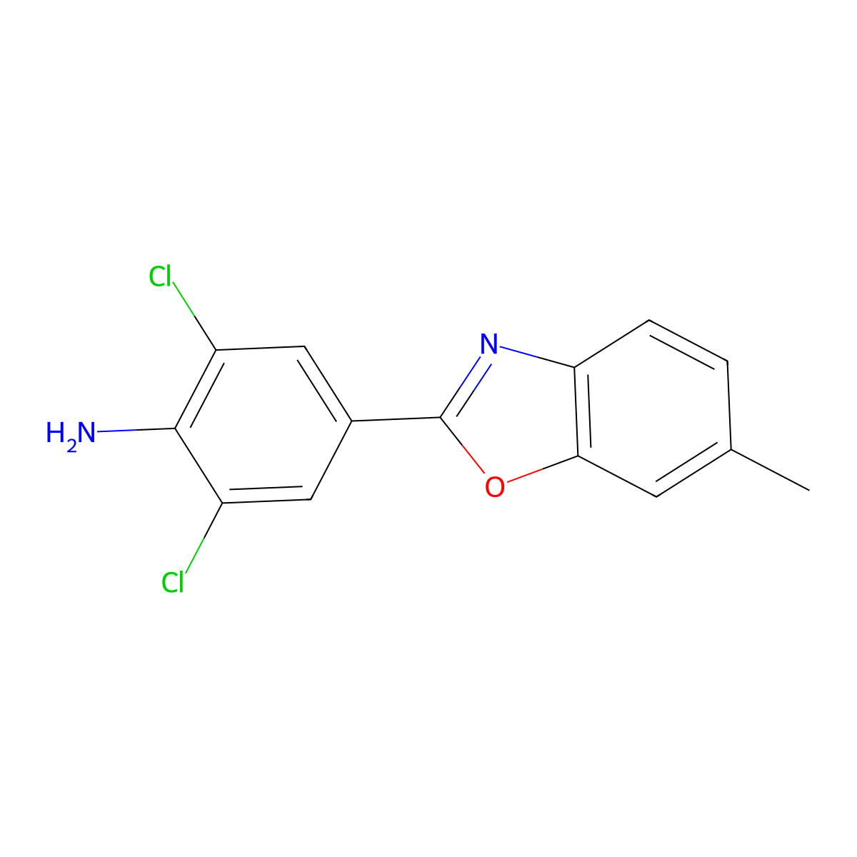 2,6-Dichloro-4-(6-methyl-1,3-benzoxazol-2-yl)aniline molecular structure, CAS 638159-19-0