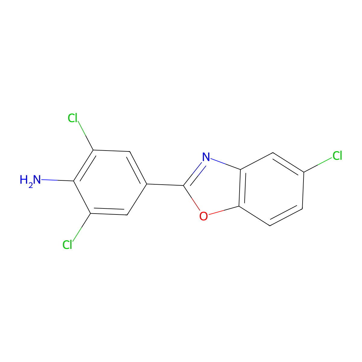 2,6-Dichloro-4-(5-chloro-1,3-benzoxazol-2-yl)aniline molecular structure, CAS 638159-41-8