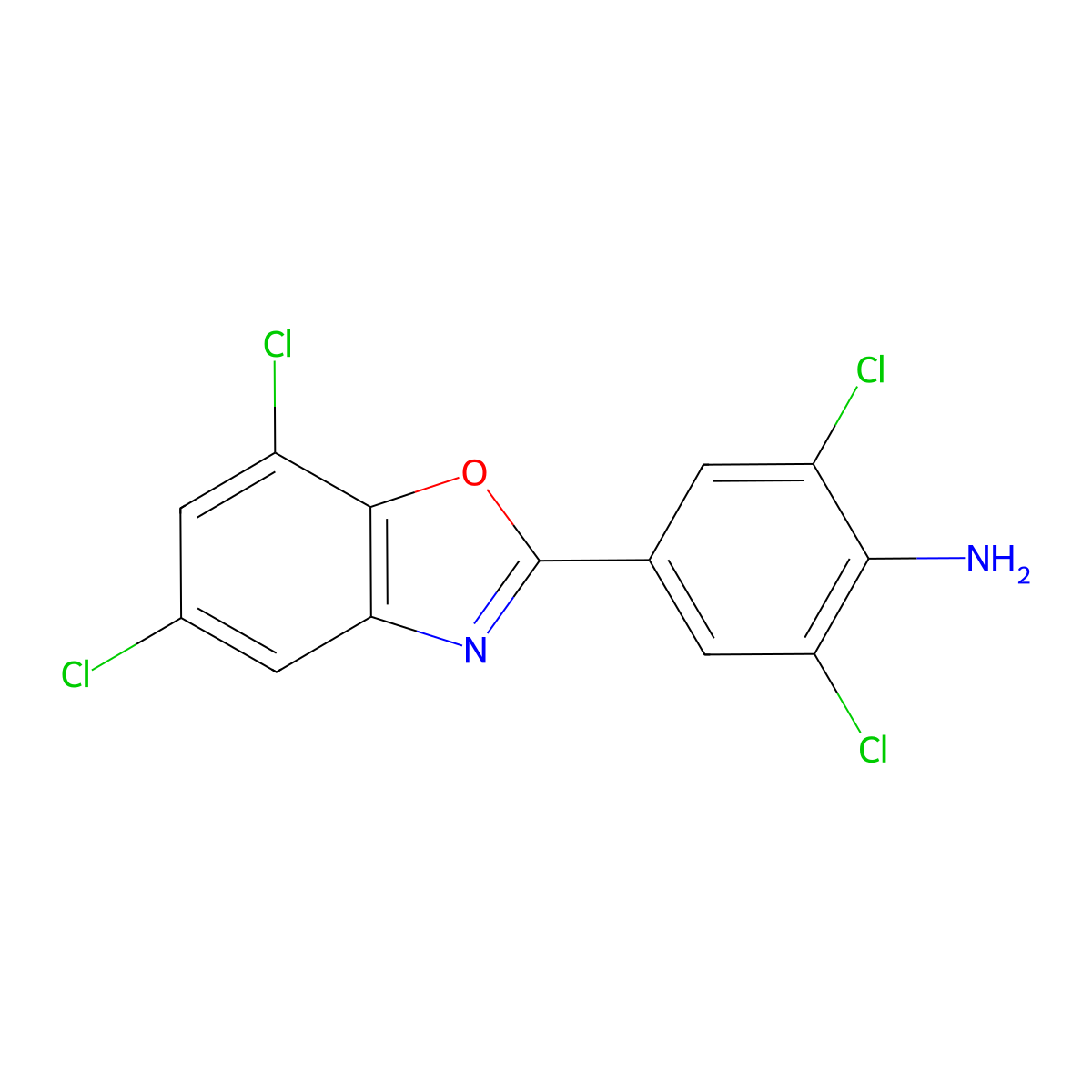 2,6-Dichloro-4-(5,7-dichloro-1,3-benzoxazol-2-yl)aniline molecular structure, CAS 638159-55-4