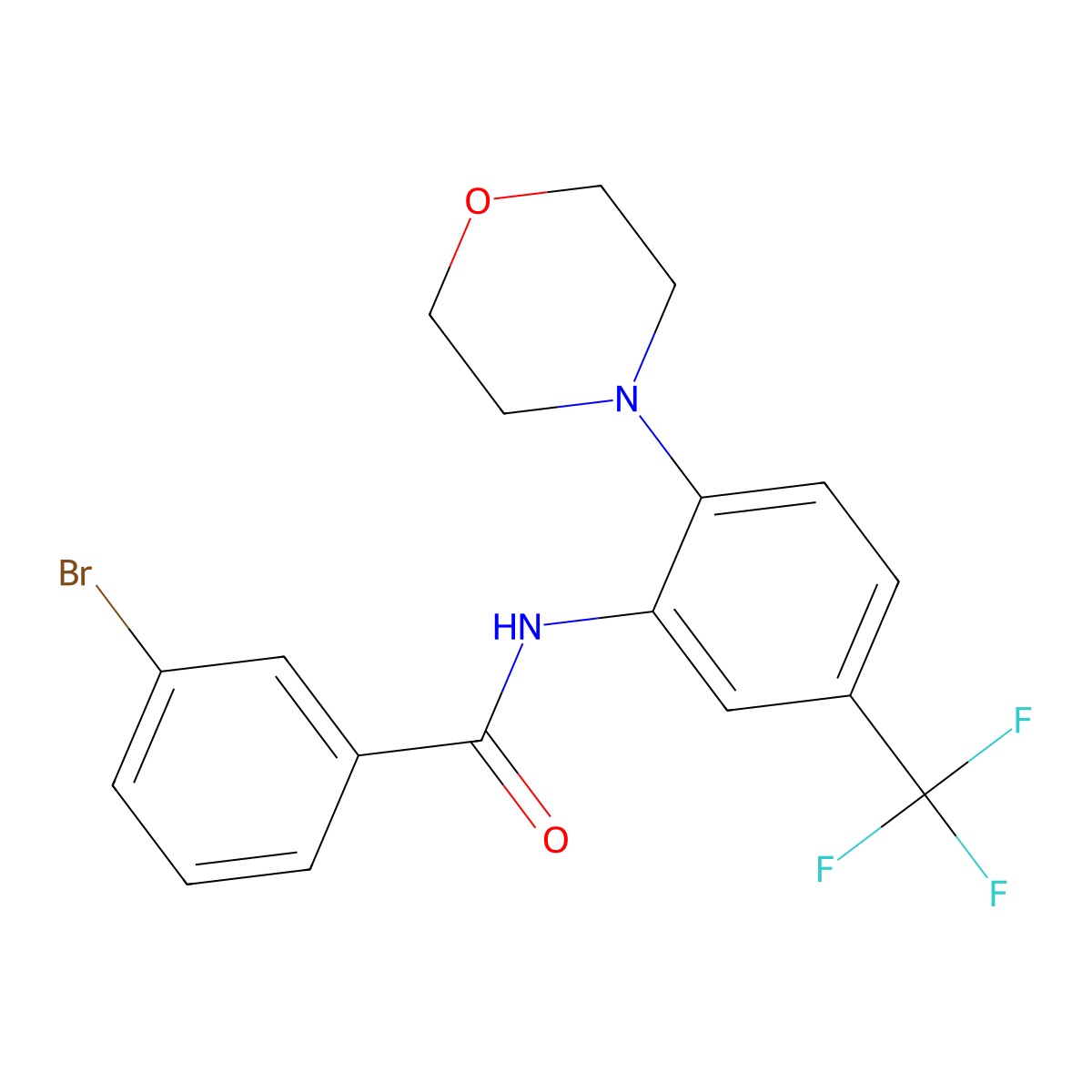 3-Bromo-N-(2-morpholino-5-(trifluoromethyl)phenyl)benzamide molecular structure, CAS 638160-62-0