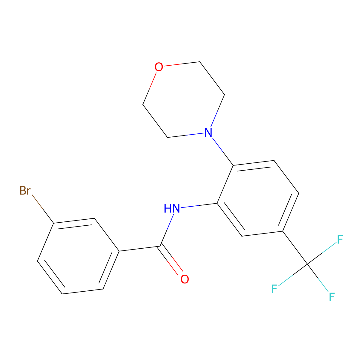 3-Bromo-N-(2-morpholino-5-(trifluoromethyl)phenyl)benzamide molecular structure, CAS 638160-62-0