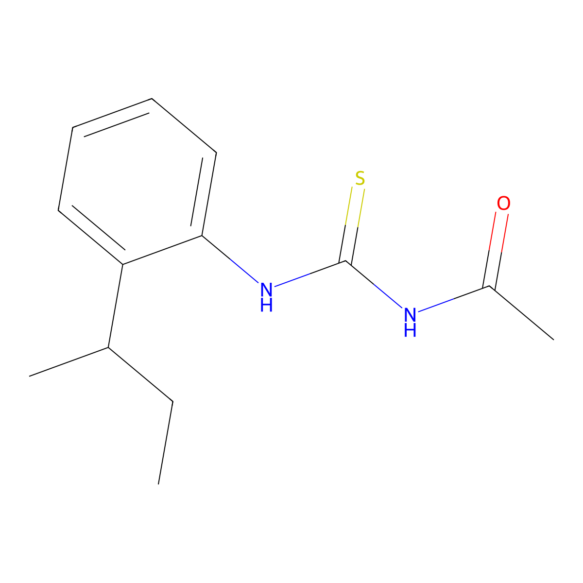N-[(2-butan-2-ylphenyl)carbamothioyl]acetamide molecular structure, CAS 638161-25-8