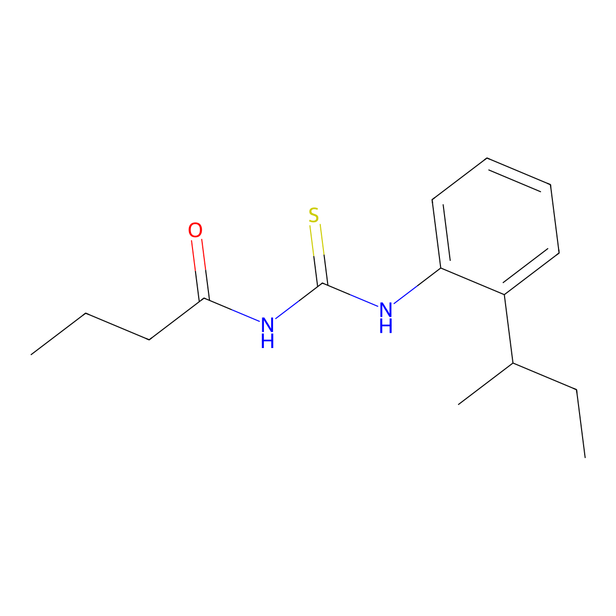 N-{[2-(butan-2-yl)phenyl]carbamothioyl}butanamide molecular structure, CAS 638161-27-0