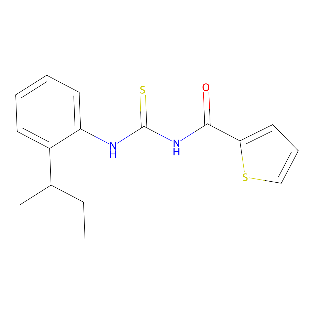 N-(2-sec-butylphenyl)-N'-(2-thienylcarbonyl)thiourea molecular structure, CAS 638161-39-4