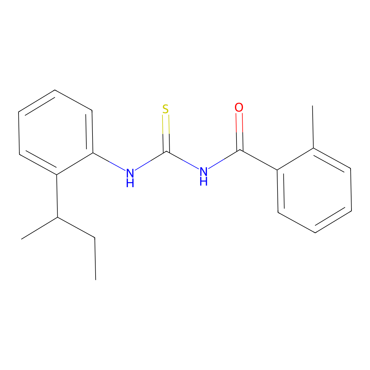 N-{[2-(butan-2-yl)phenyl]carbamothioyl}-2-methylbenzamide molecular structure, CAS 638161-48-5