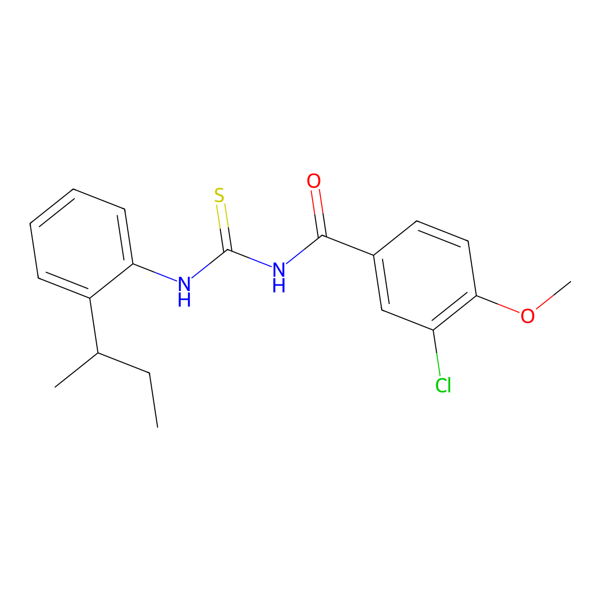 N-{[2-(butan-2-yl)phenyl]carbamothioyl}-3-chloro-4-methoxybenzamide molecular structure, CAS 638161-75-8