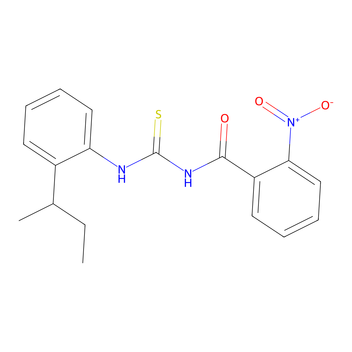 N-[(2-butan-2-ylphenyl)carbamothioyl]-2-nitrobenzamide molecular structure, CAS 638161-90-7