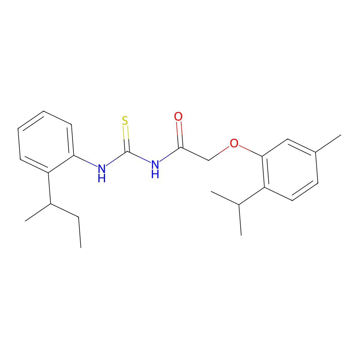 N-[(2-butan-2-ylphenyl)carbamothioyl]-2-(5-methyl-2-propan-2-ylphenoxy)acetamide molecular structure, CAS 638162-35-3