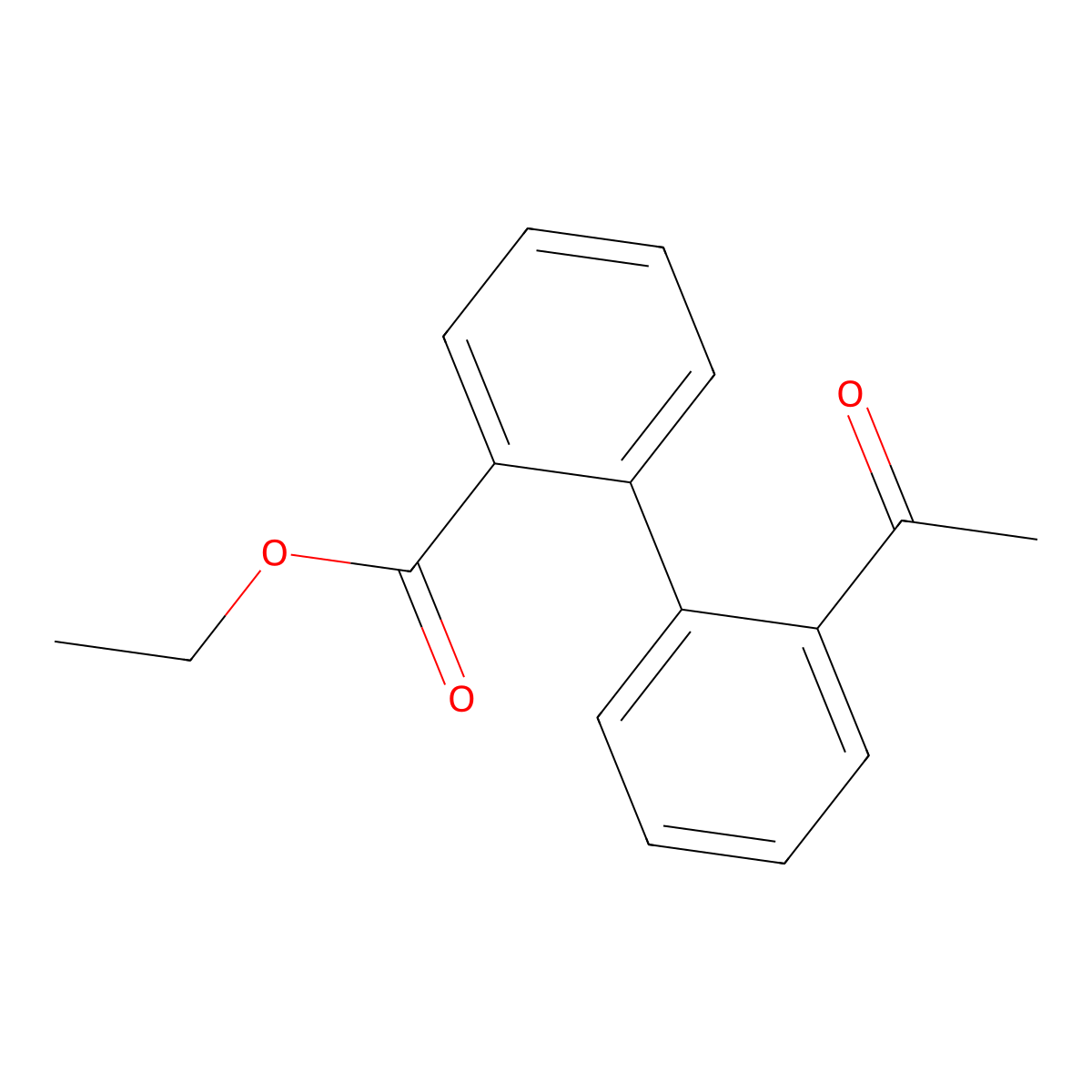 Ethyl 2'-acetyl[1,1'-biphenyl]-2-carboxylate molecular structure, CAS 638169-41-2
