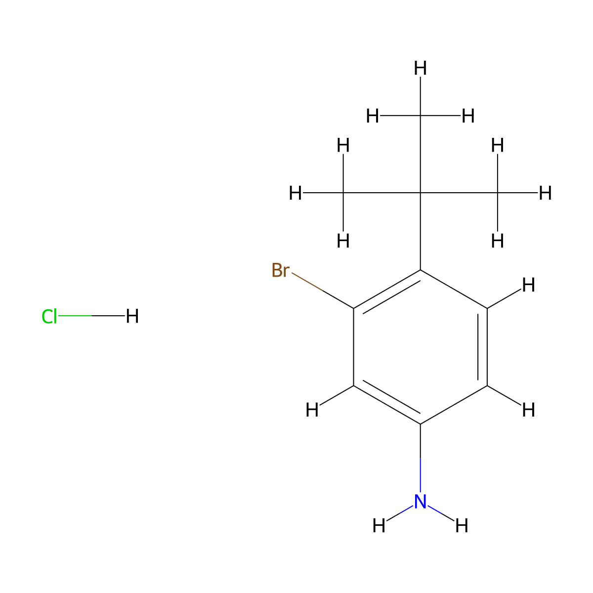 3-Bromo-4-(tert-butyl)aniline hydrochloride molecular structure, CAS 63818-33-7