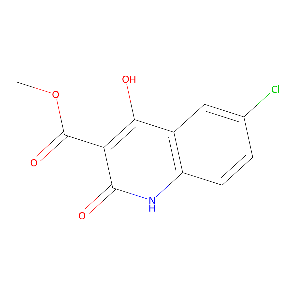 Methyl 6-chloro-4-hydroxy-2-oxo-1,2-dihydroquinoline-3-carboxylate molecular structure, CAS 638192-18-4