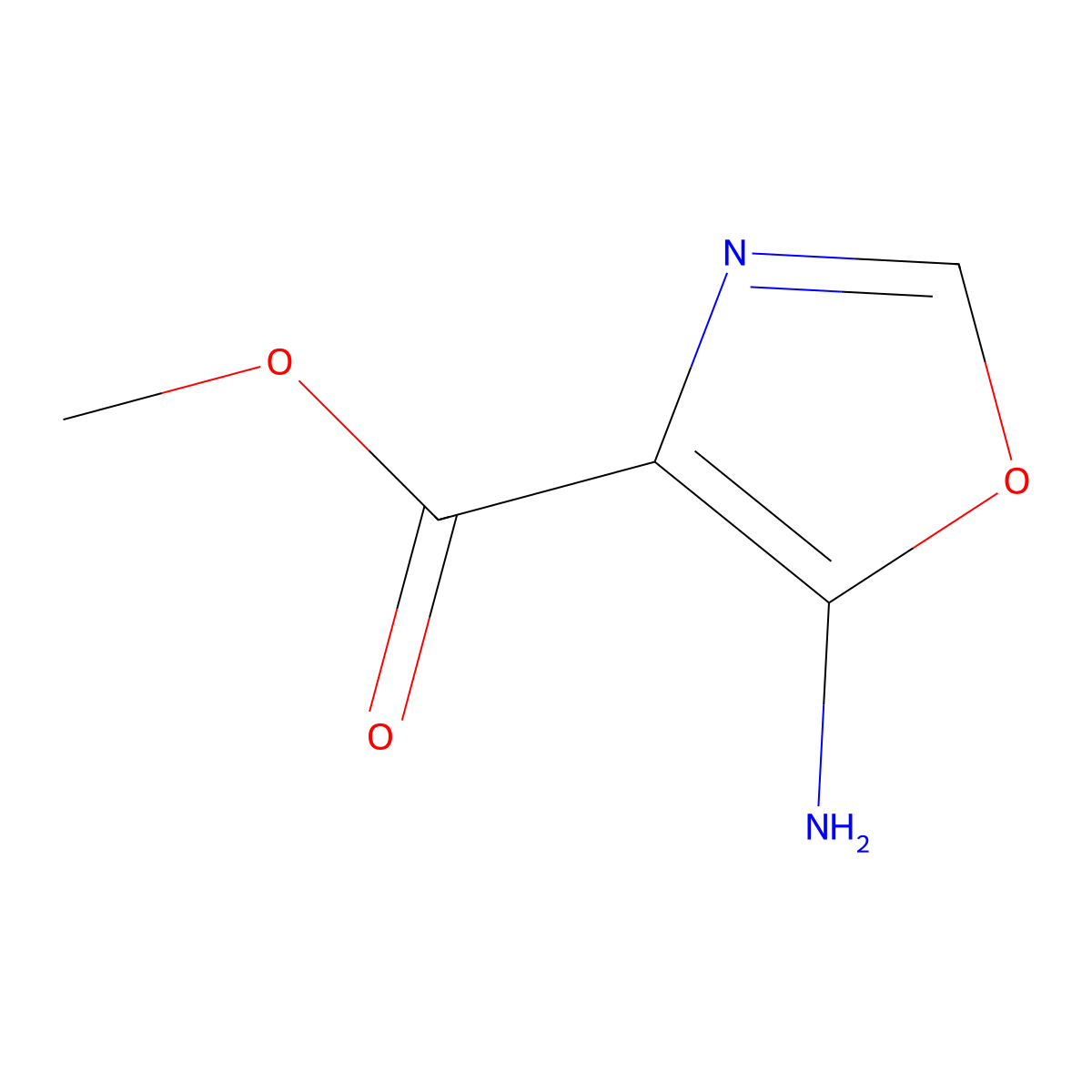 Methyl 5-amino-1,3-oxazole-4-carboxylate molecular structure, CAS 63820-04-2