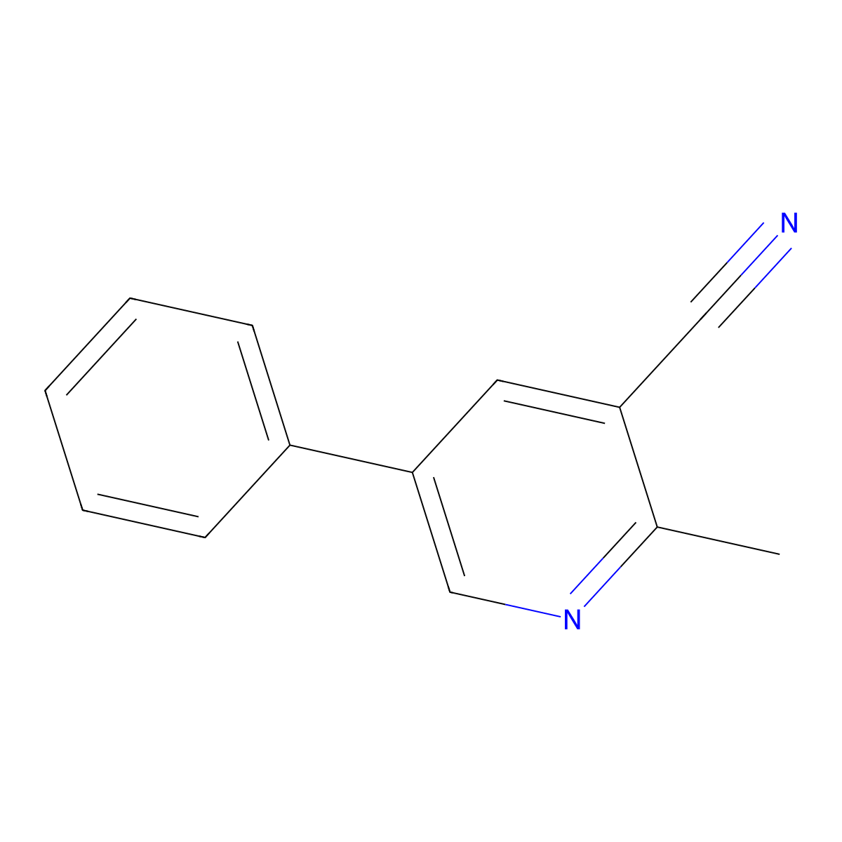 2-Methyl-5-phenylnicotinonitrile molecular structure, CAS 63820-78-0