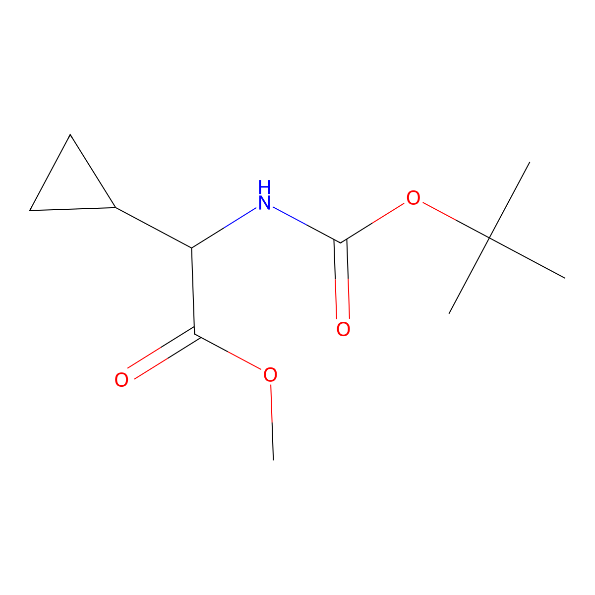 Methyl-2-(tert-butoxycarbonylamino)-2-cyclopropylacetate molecular structure, CAS 638207-62-2