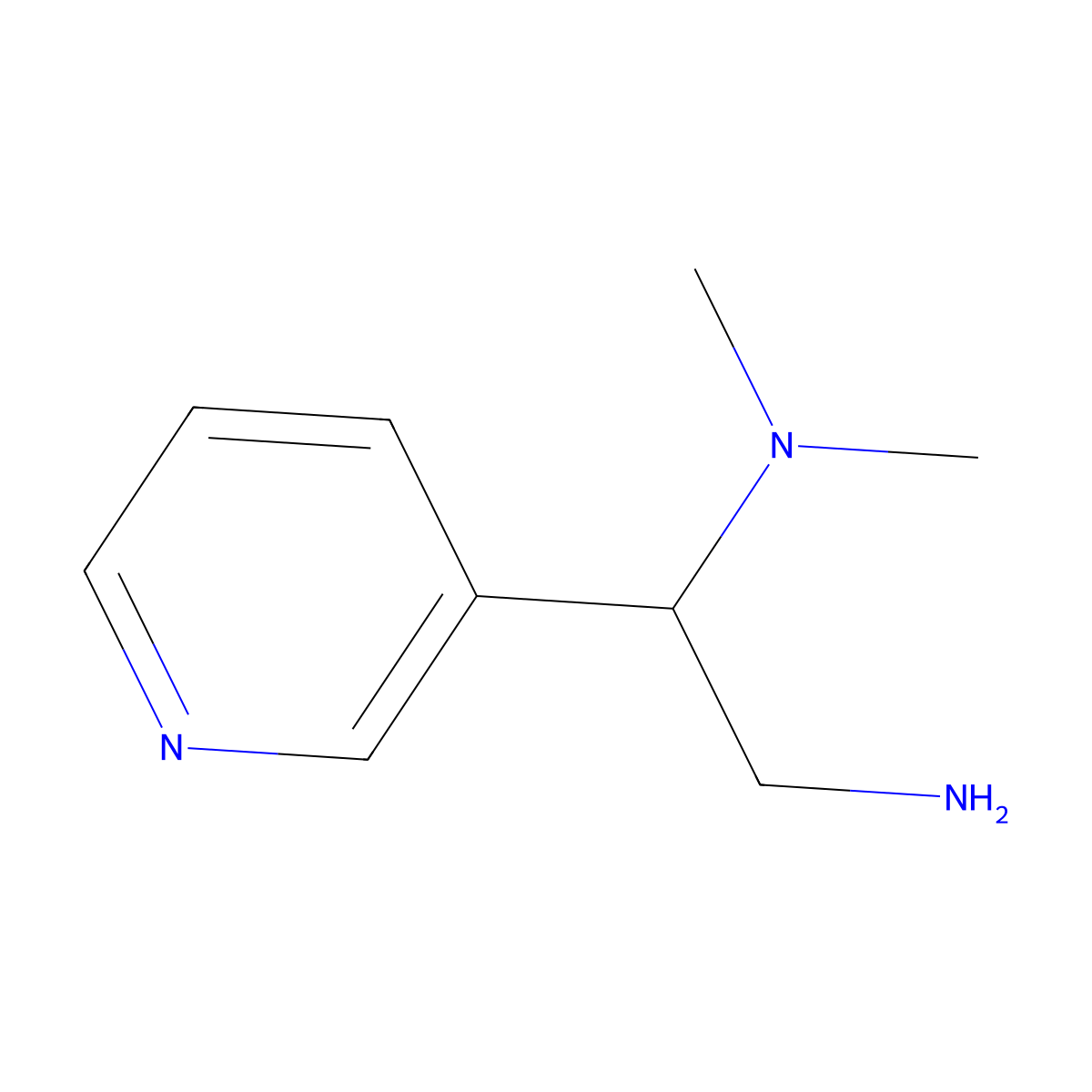 (2-Amino-1-(3-pyridyl)ethyl)dimethylamine molecular structure, CAS 638220-38-9