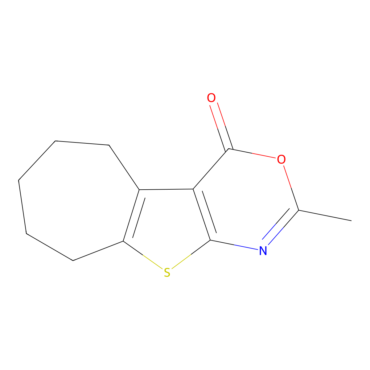 6,7,8,9-Tetrahydro-2-methyl-4H,5H-cyclohepta[4,5]thieno[2,3-d][1,3]oxazin-4-one molecular structure, CAS 63826-35-7