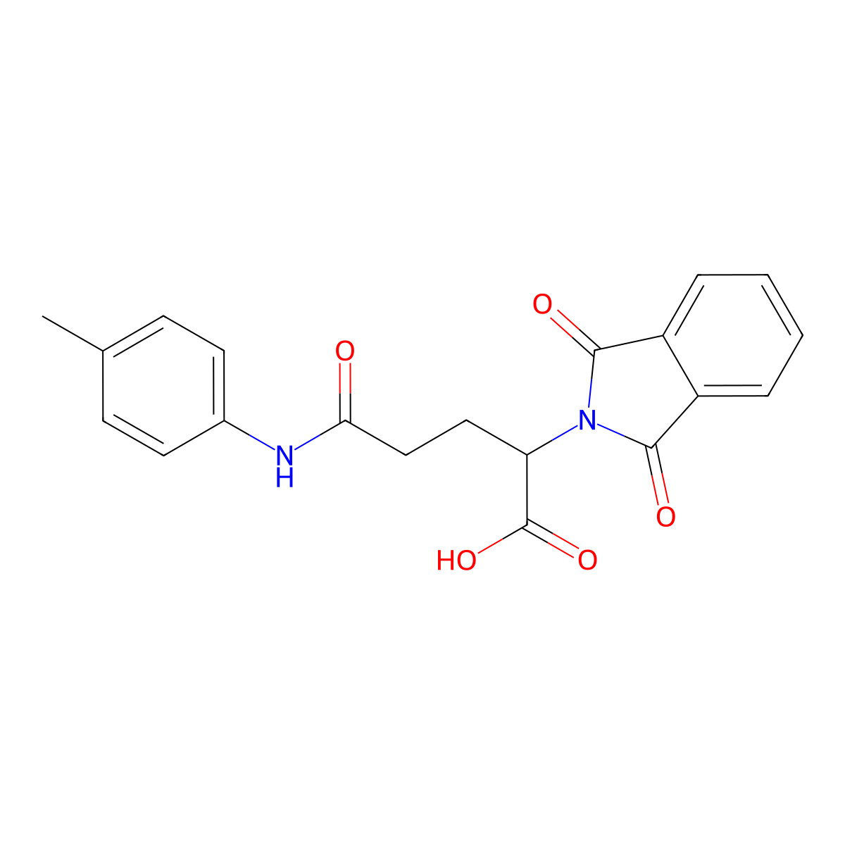 1,3-Dihydro-alpha-(3-((4-methylphenyl)amino)-3-oxopropyl)-1,3-dioxo-2H-isoindole-2-acetic acid molecular structure, CAS 6383-71-7