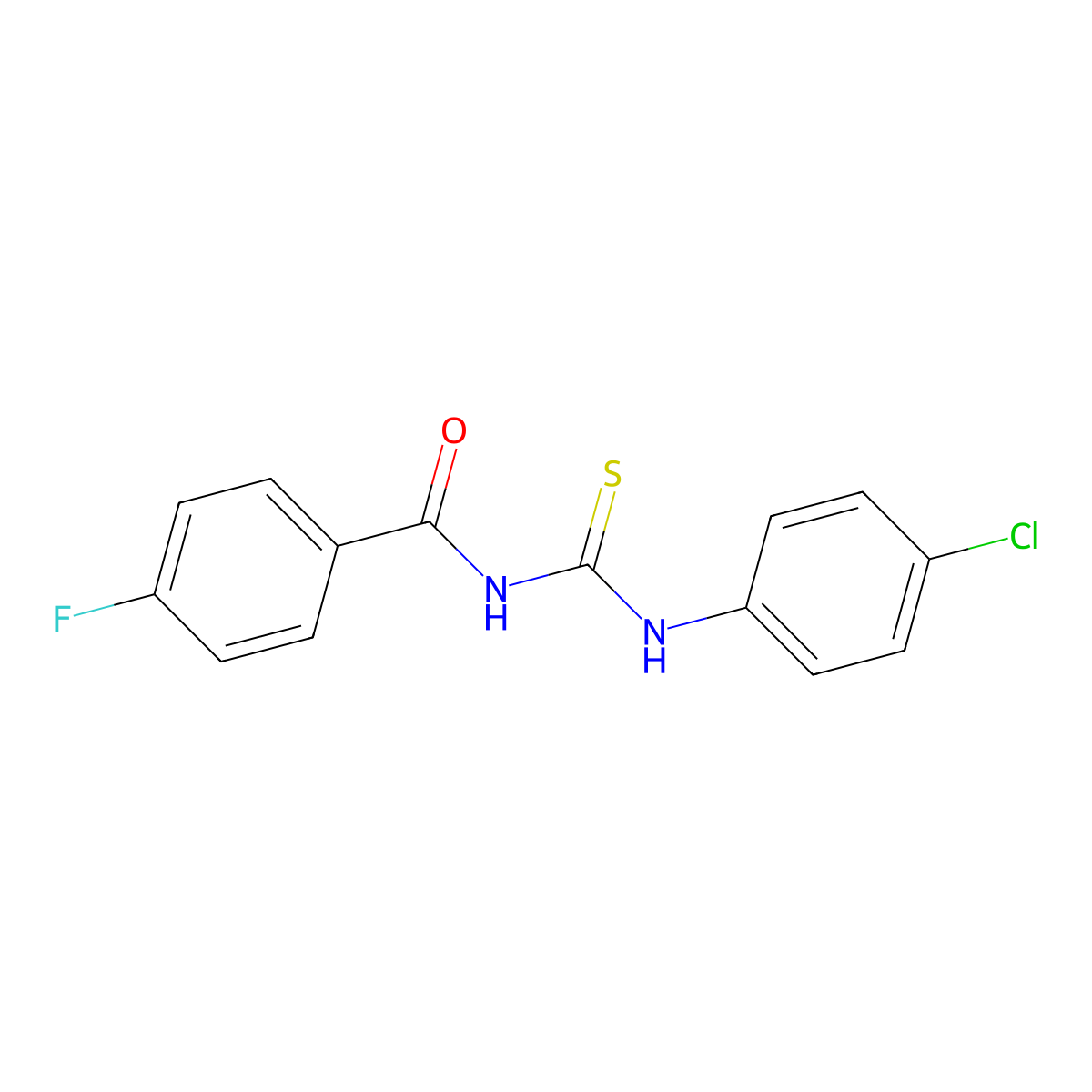 N-[(4-chlorophenyl)carbamothioyl]-4-fluorobenzamide molecular structure, CAS 6383-82-0
