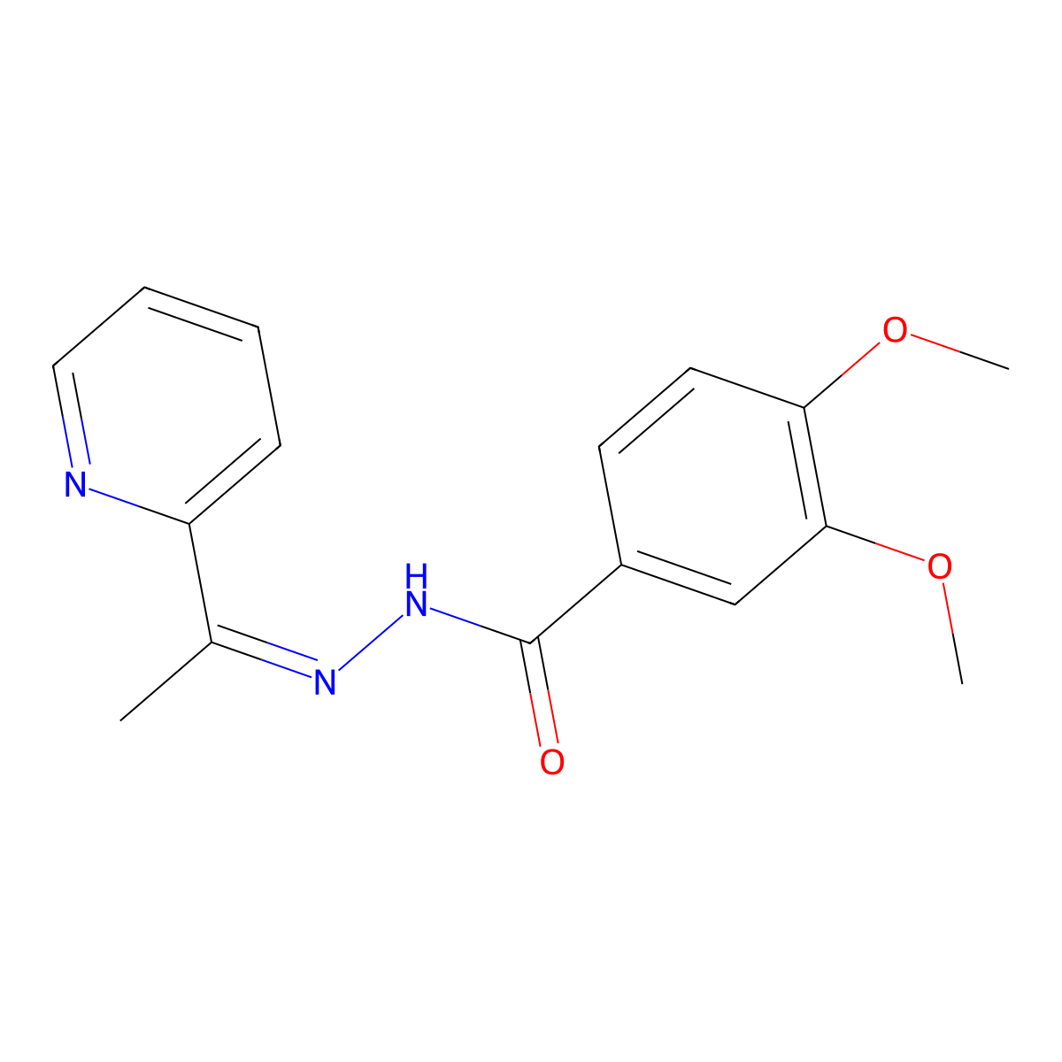 3,4-dimethoxy-N-(1-pyridin-2-ylethylideneamino)benzamide molecular structure, CAS 6383-85-3