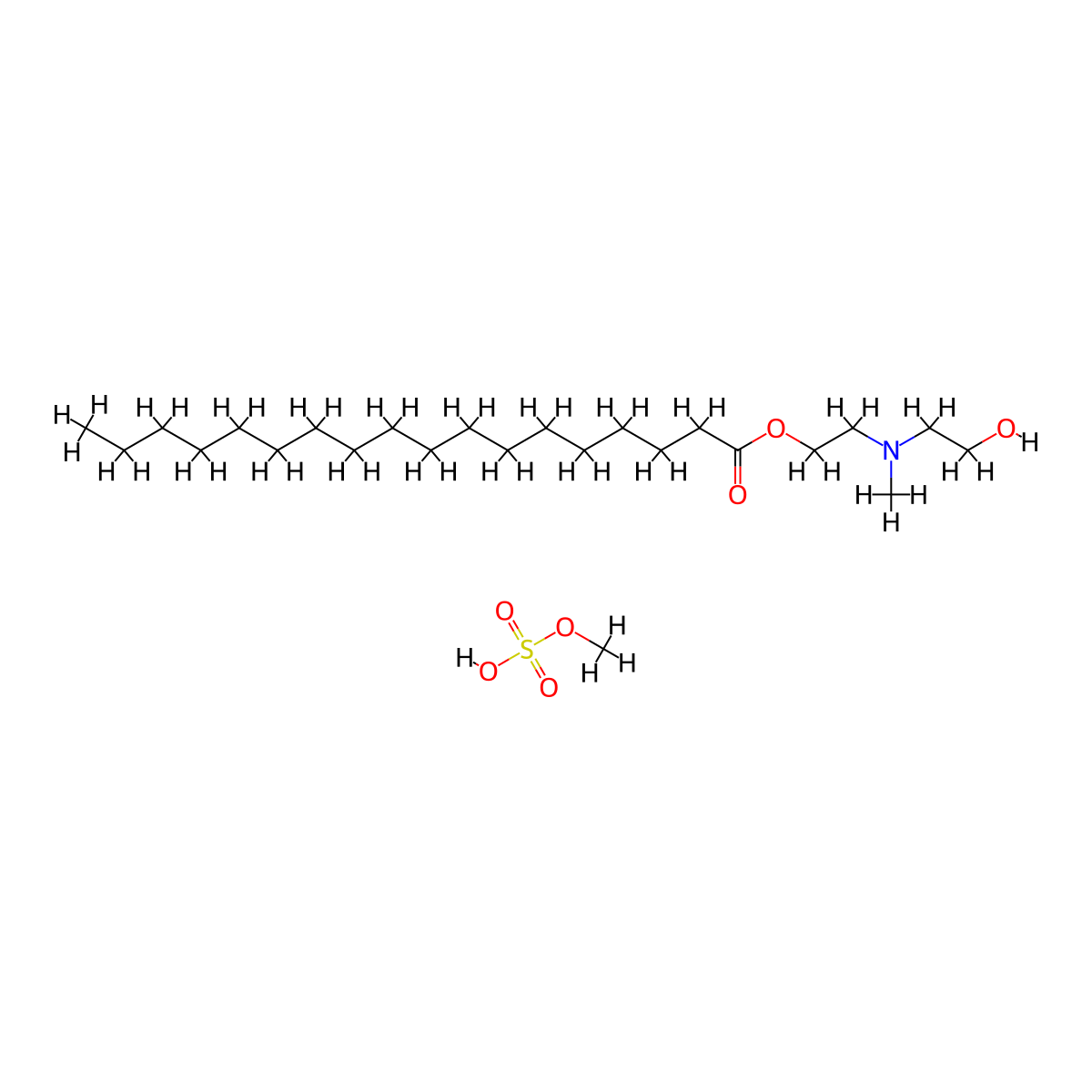 Octadecanoic acid, 2-[(2-hydroxyethyl)methylamino]ethyl ester, methyl sulfate (1:1) molecular structure, CAS 63833-73-8
