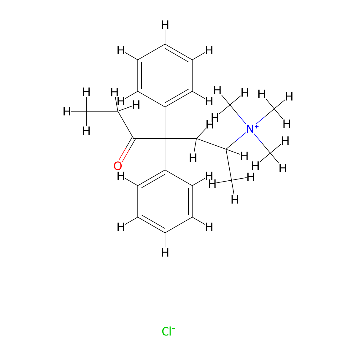 N,N,N-Trimethyl-5-oxo-4,4-diphenylheptan-2-aminium chloride molecular structure, CAS 63834-35-5