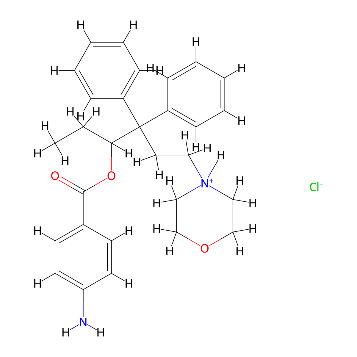 6-(Morpholin-4-yl)-4,4-diphenylhexan-3-yl 4-aminobenzoate--hydrogen chloride (1/1) molecular structure, CAS 63834-49-1