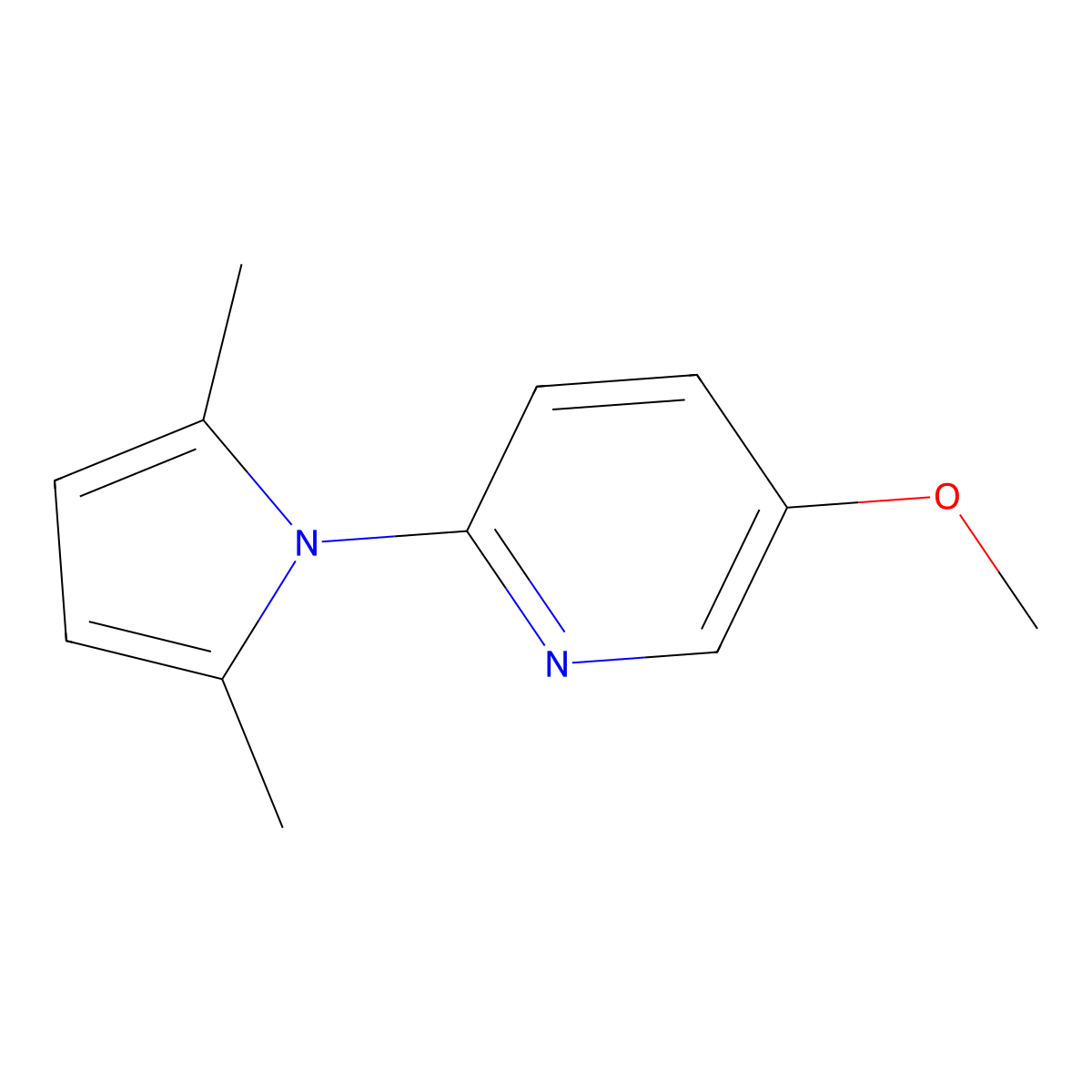 2-(2,5-dimethyl-1H-pyrrol-1-yl)-5-methoxypyridine molecular structure, CAS 638352-78-0