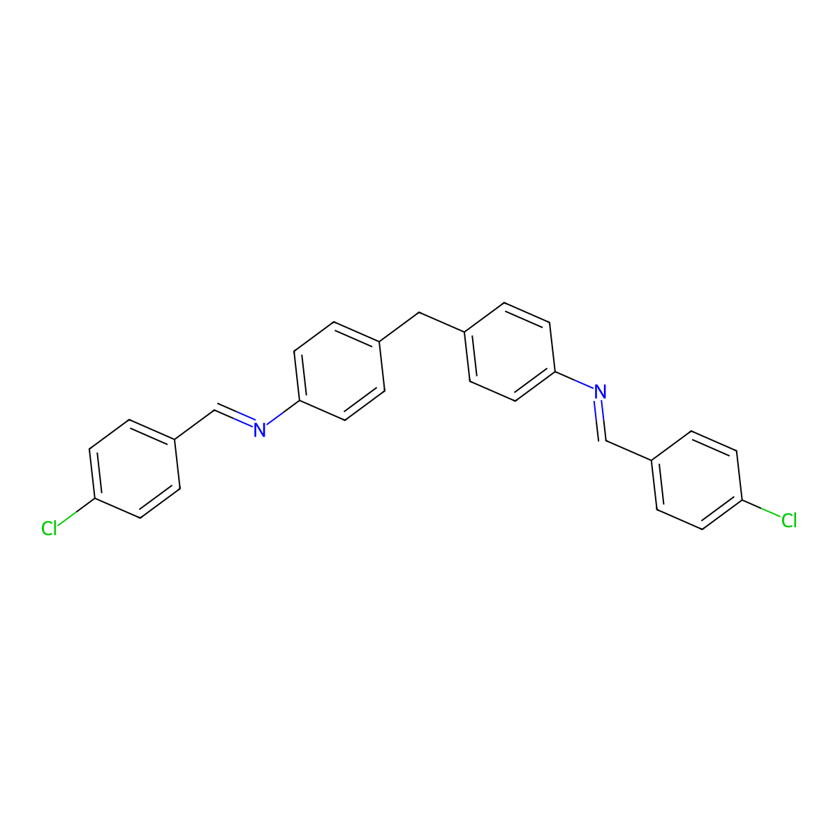 (E,E)-N,N'-[Methylenedi(4,1-phenylene)]bis[1-(4-chlorophenyl)methanimine] molecular structure, CAS 63839-06-5