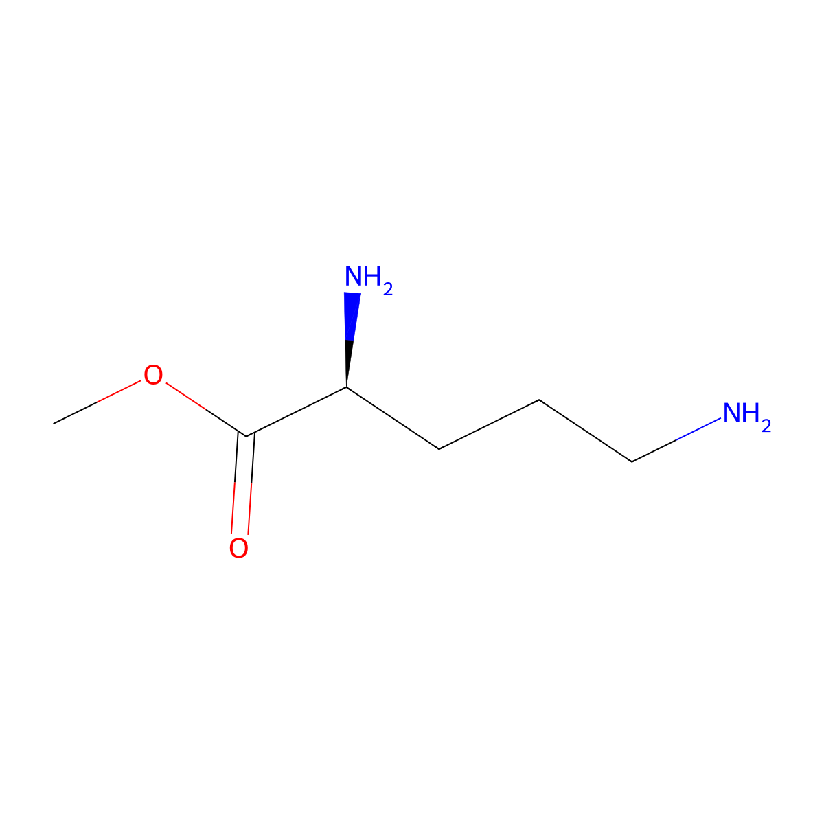 methyl (2S)-2,5-diaminopentanoate molecular structure, CAS 6384-10-7