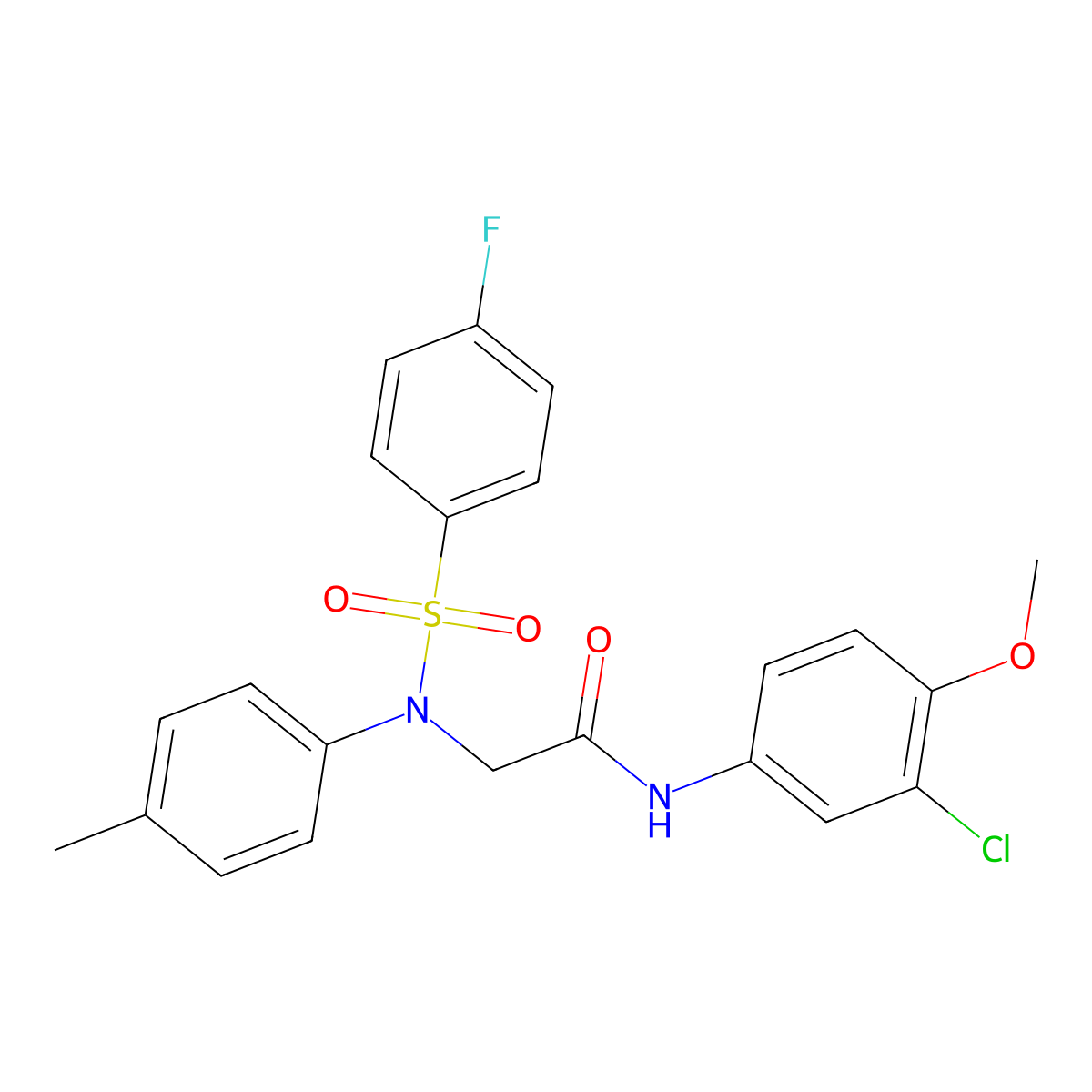 N-(3-chloro-4-methoxyphenyl)-2-(N-(4-fluorophenyl)sulfonyl-4-methylanilino)acetamide molecular structure, CAS 6384-32-3