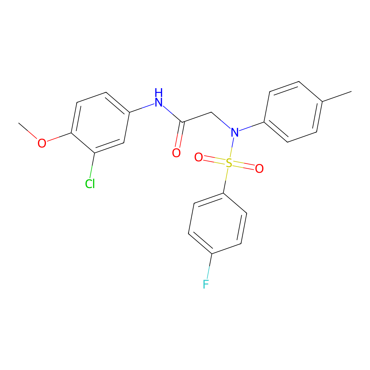 N-(3-chloro-4-methoxyphenyl)-2-(N-(4-fluorophenyl)sulfonyl-4-methylanilino)acetamide molecular structure, CAS 6384-32-3