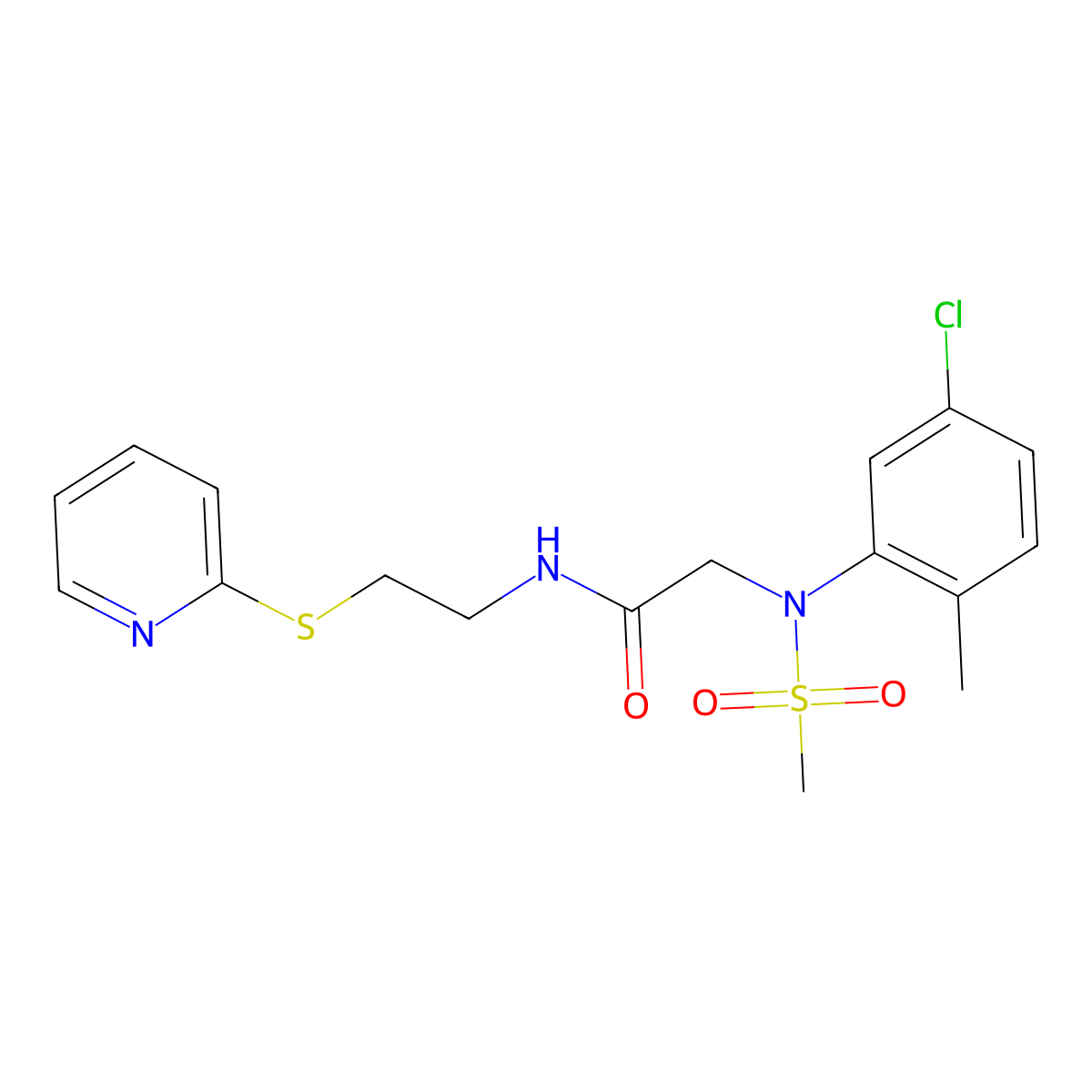 2-(5-chloro-2-methyl-N-methylsulfonylanilino)-N-(2-pyridin-2-ylsulfanylethyl)acetamide molecular structure, CAS 6384-42-5