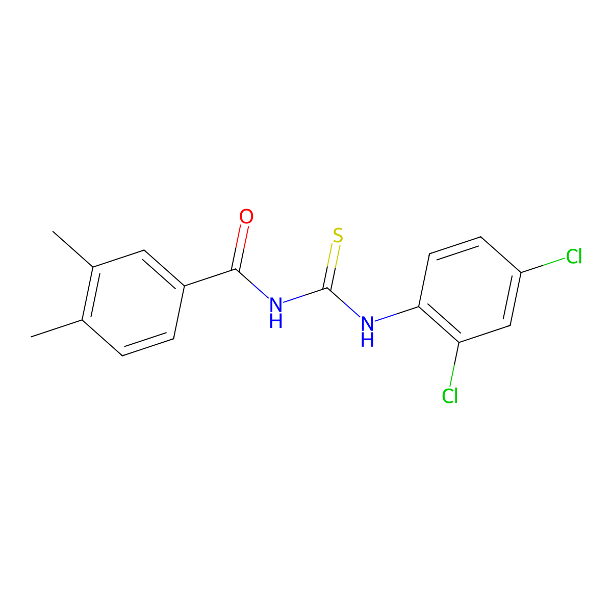 N-[(2,4-dichlorophenyl)carbamothioyl]-3,4-dimethylbenzamide molecular structure, CAS 6384-63-0