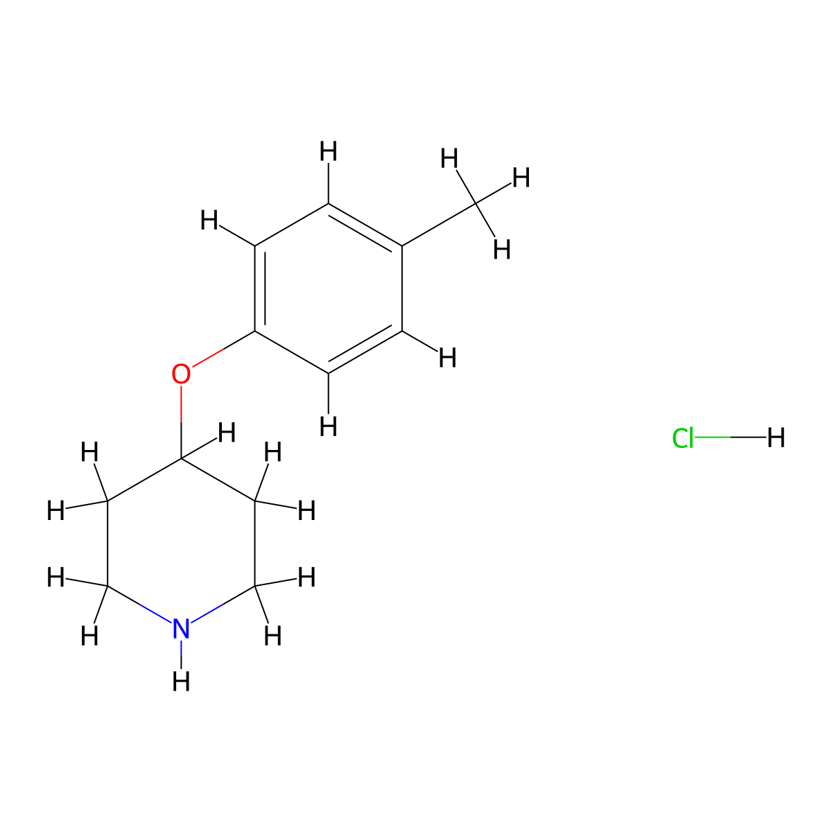 4-(4-Methylphenoxy)piperidine--hydrogen chloride (1/1) molecular structure, CAS 63843-49-2
