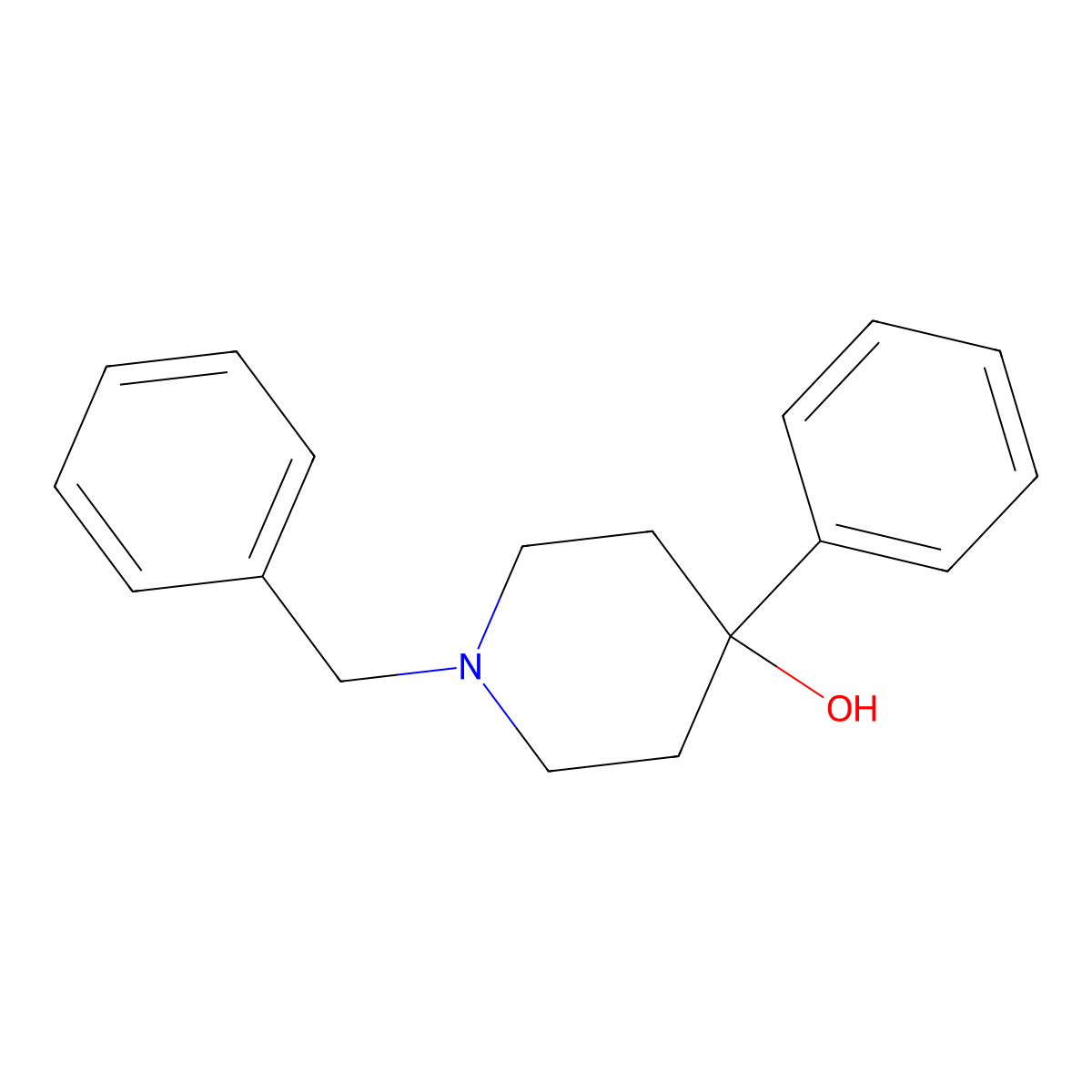 4-Phenyl-1-(phenylmethyl)-4-piperidinol molecular structure, CAS 63843-83-4