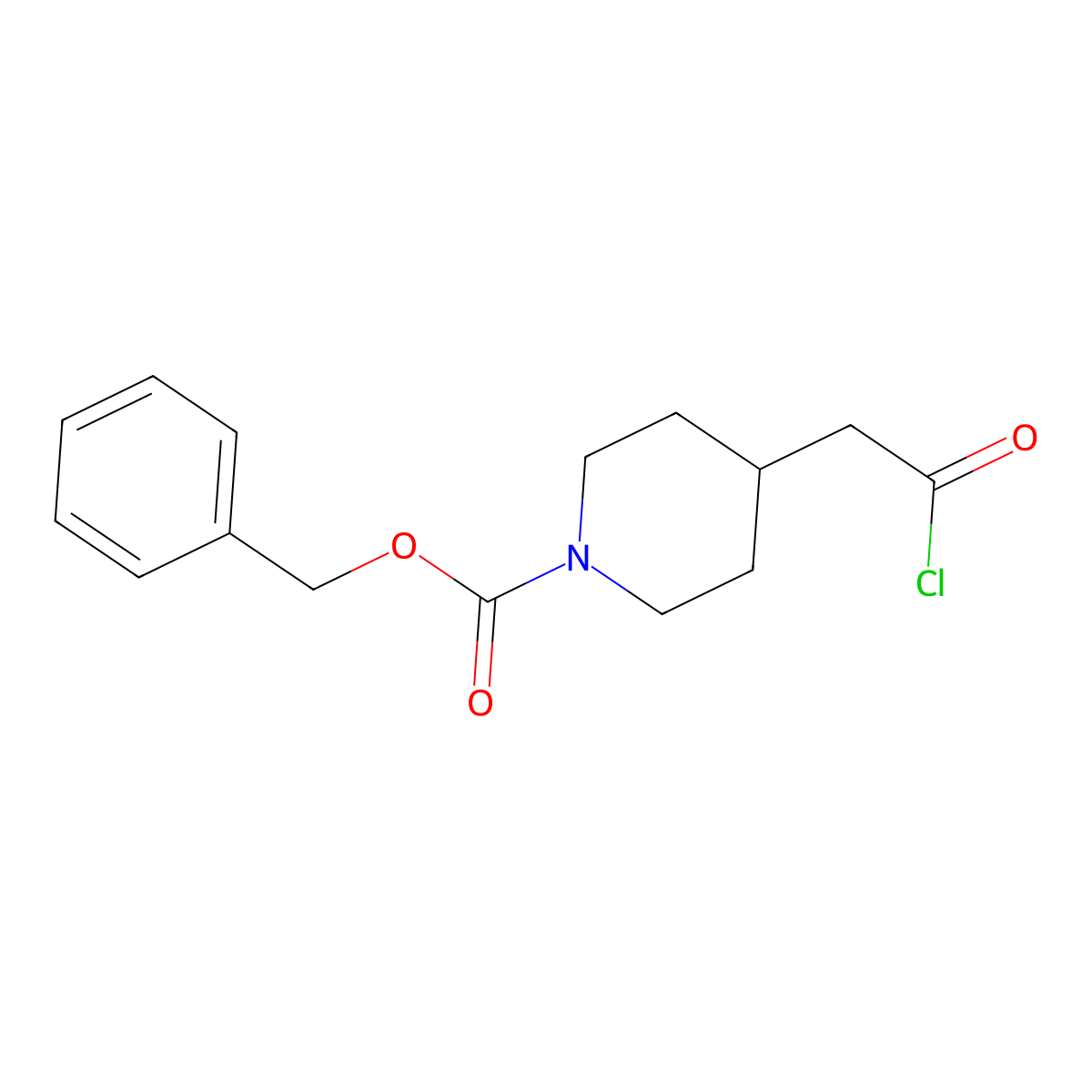 Phenylmethyl 4-(2-chloro-2-oxoethyl)-1-piperidinecarboxylate molecular structure, CAS 63845-29-4