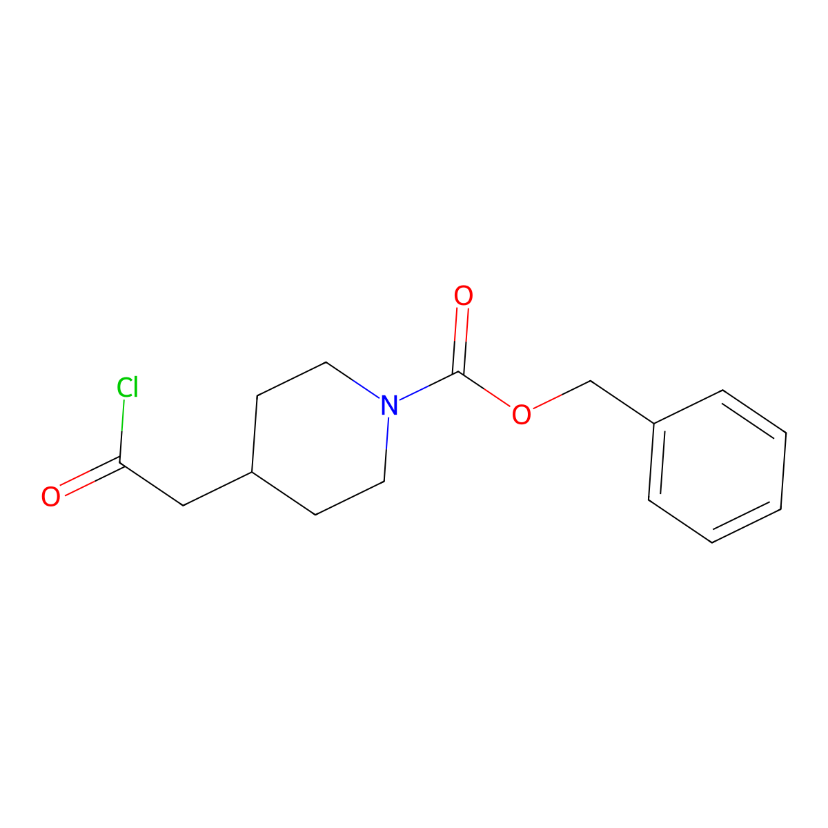 Phenylmethyl 4-(2-chloro-2-oxoethyl)-1-piperidinecarboxylate molecular structure, CAS 63845-29-4