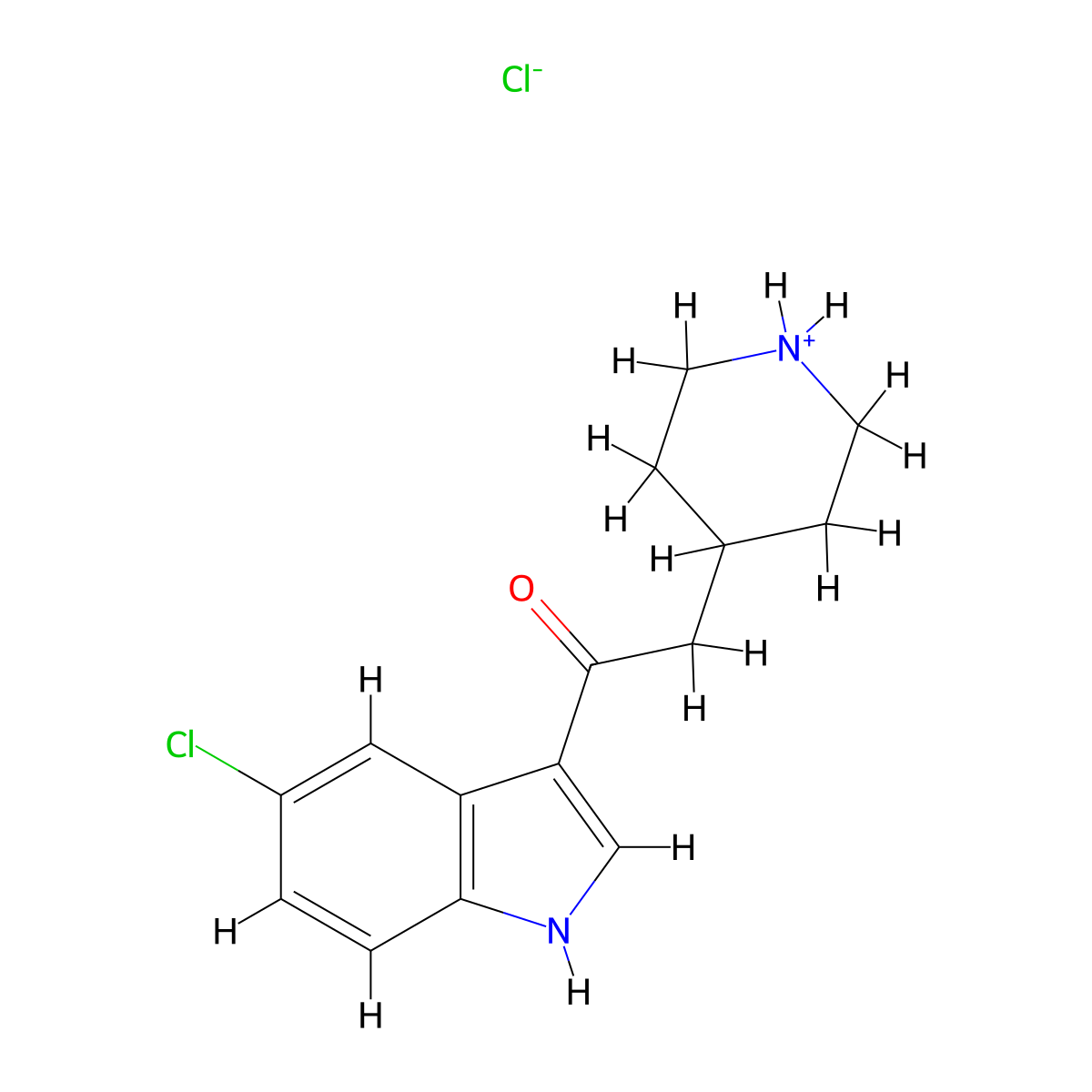 1-(5-Chloro-1H-indol-3-yl)-2-(piperidin-4-yl)ethan-1-one--hydrogen chloride (1/1) molecular structure, CAS 63845-32-9